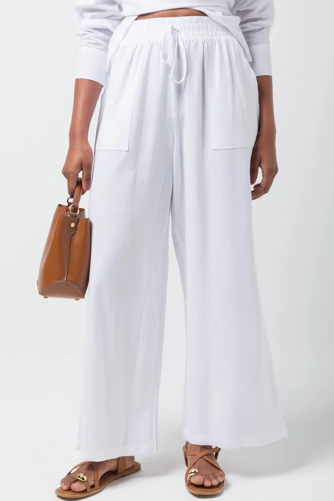 Relaxed Pull On Pants White